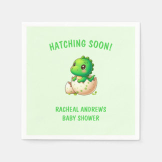 Hatching soon Dinosaur Baby Shower Baby Boy Serviette