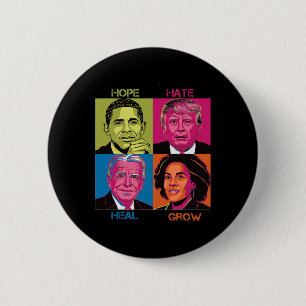 Hate Heal Grow Kamala Harris Cat Ladys for Preside Button
