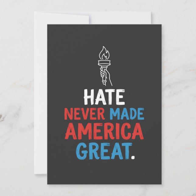 Hate Never Made America Great Patriotic Statement Einladung (Vorderseite)