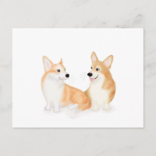 Hatie & Leah niedlich Pembroke Welsh Corgis Postca Postkarte