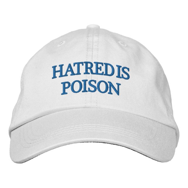 Hatred ist Gift Blue Letter Hat Bestickte Baseballkappe (Vorderseite)