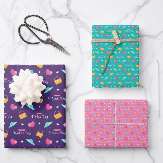 Hats, Handtaschen und Muttertag des Herzens Geschenkpapier Set (Vorderseite)