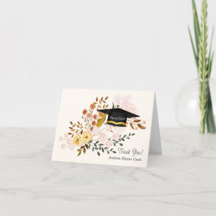 Hats off to Graduate Boho Blume Vielen Dank Dankeskarte