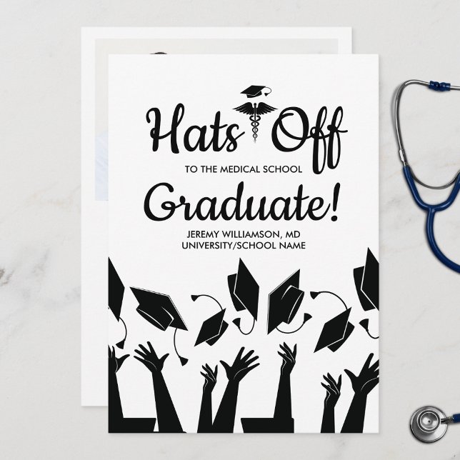 Hats zur Medical School Doctor Graduation Party Einladung (Von Creator hochgeladen)