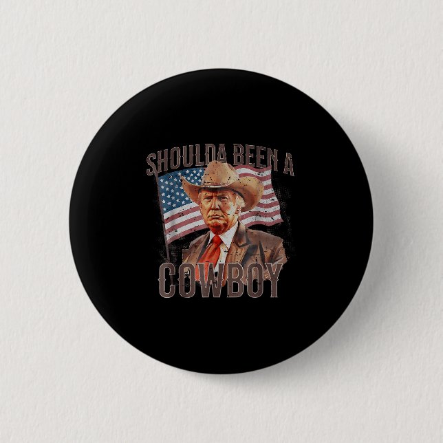 Hätte ein Cowboy Trump 2024 4. Juli U Button (Vorderseite)