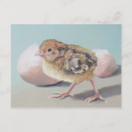 Hatted Chick Bird Art Postcard Postkarte