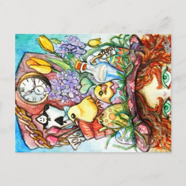 Hatter und sein Spring Hat Design Postkarte (Vorderseite)