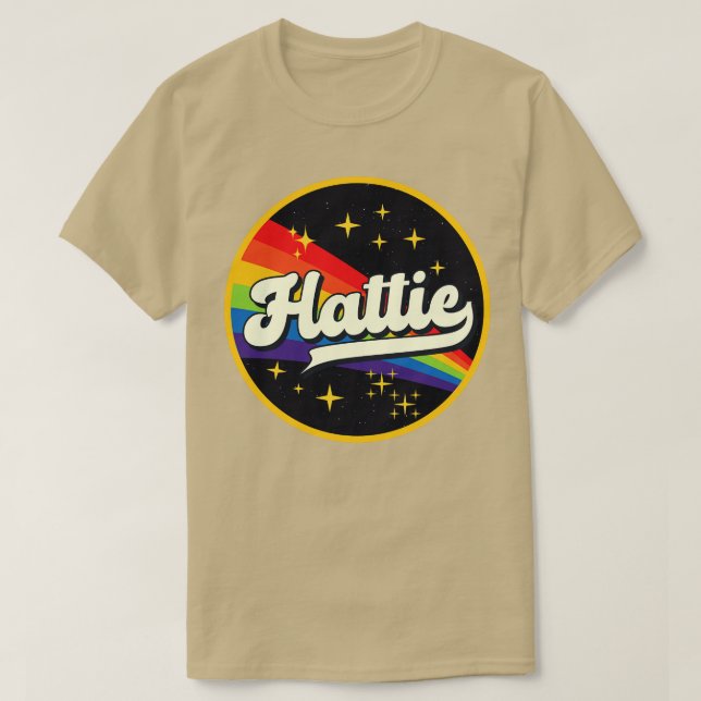 Hattie Regenbogen im Weltraum Vintager Stil T-Shirt (Design vorne)