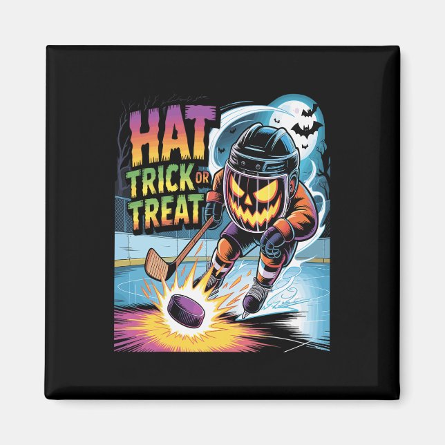 Hattrick oder Streich Funny Ice Hockey Halloween-K Magnet (Vorne)