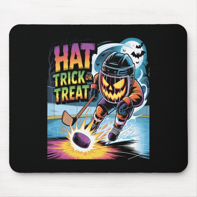 Hattrick oder Streich Funny Ice Hockey Halloween-K Mousepad (Vorne)