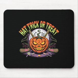 Hattrick oder Süßigkeiten Eishockey Halloween Spaß Mousepad
