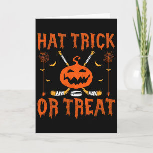 Hattrick oder Süßigkeiten Eishockey Halloween Spie Karte