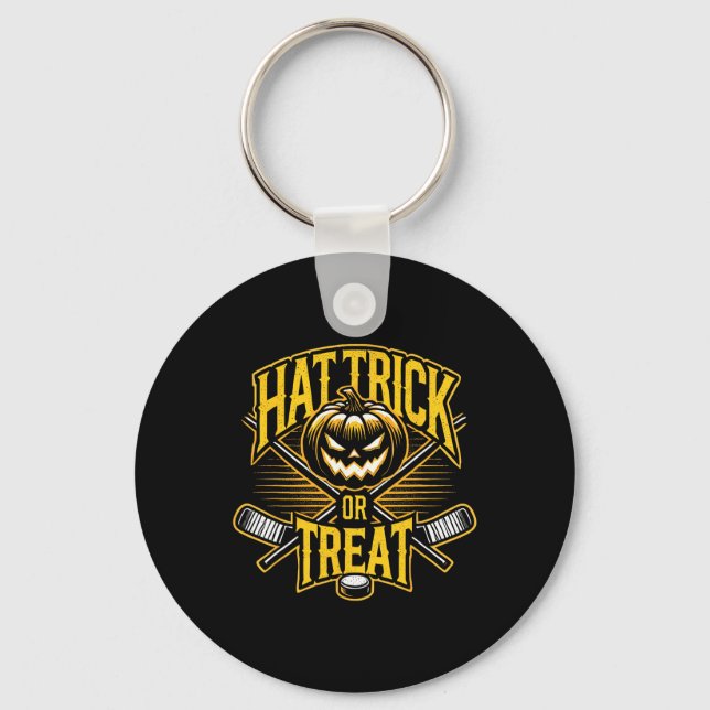 Hattrick oder Treat Eishockey Halloween Spaß  Schlüsselanhänger (Vorderseite)