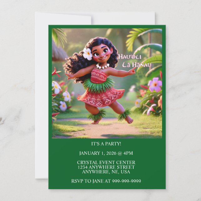 Hauʻoli Hula Princess Einladung (Vorderseite)