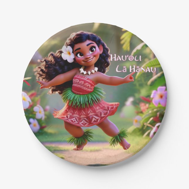 Hauʻoli Hula Prinzessin Pappteller (Vorderseite)