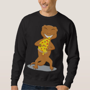 Hauben-Geckos essen Pizza Ironische süße Reptilien Sweatshirt