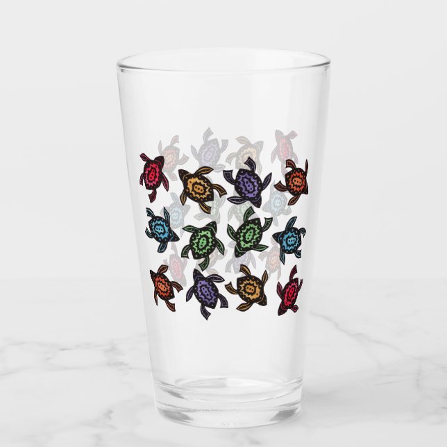 Haufen abstrakter Schwarzer Turtles Muscheln in Fa Glas (Vorderseite)