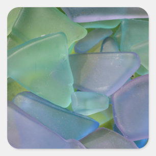 Haufen blaues Strandglas, Alaska Quadratischer Aufkleber