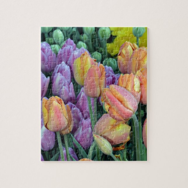 Haufen farbiger Tulpen Puzzle (Vertikal)