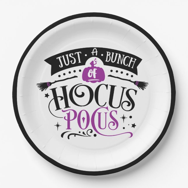Haufen Hocus Pocus Halloween Typografie Papier Pappteller (Vorderseite)