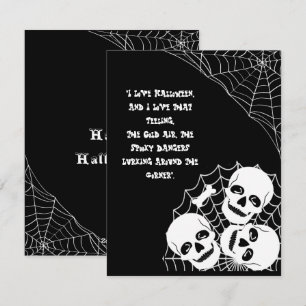 Haufen von Skeletten, die in der Halloween-Nacht l Feiertagskarte