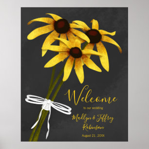 Haufen Wildblumen Black Mit Augen Susan Hochzeit Poster