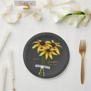 Haufen Wildblumen Schwarze Mit Augen Susan Babydus Pappteller