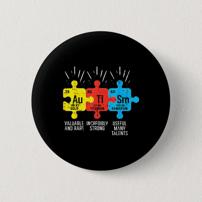 Häufig auftretende Autismus-Elemente - Sensibilisi Button (Vorderseite)