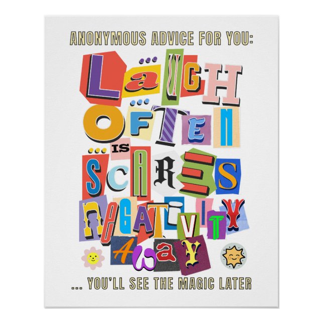 Häufig lachen - Positives Typografie Zitat Design  Poster (Vorderseite)