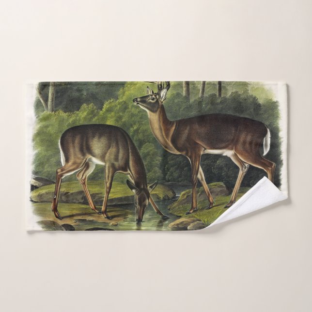Häufig (Weißschwanz) Hirsche - Audubon-Quadrupeds Badhandtuch Set (Handtuch)