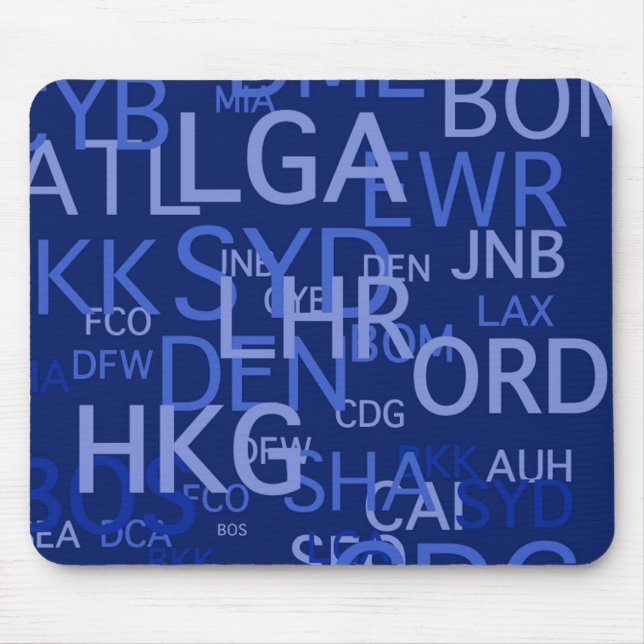 Häufige Flyer-Flughafen-Codes Mousepad (Vorne)