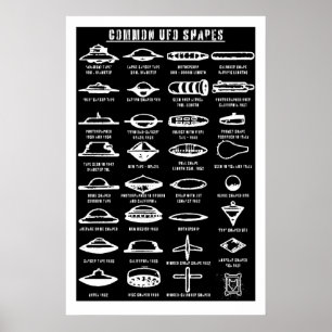 Häufige UFO-Formen Kunstprint Sci-Fi-Flugsaurier Poster