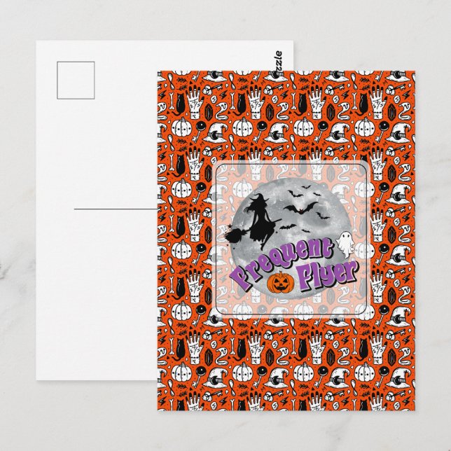 Häufiger Flyer Halloween Rotzspieß Broomstick Postkarte (Vorne/Hinten)
