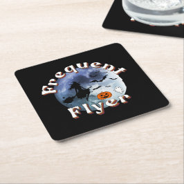 Häufiger Flyer Halloween Rotzspieß Broomstick Rechteckiger Pappuntersetzer