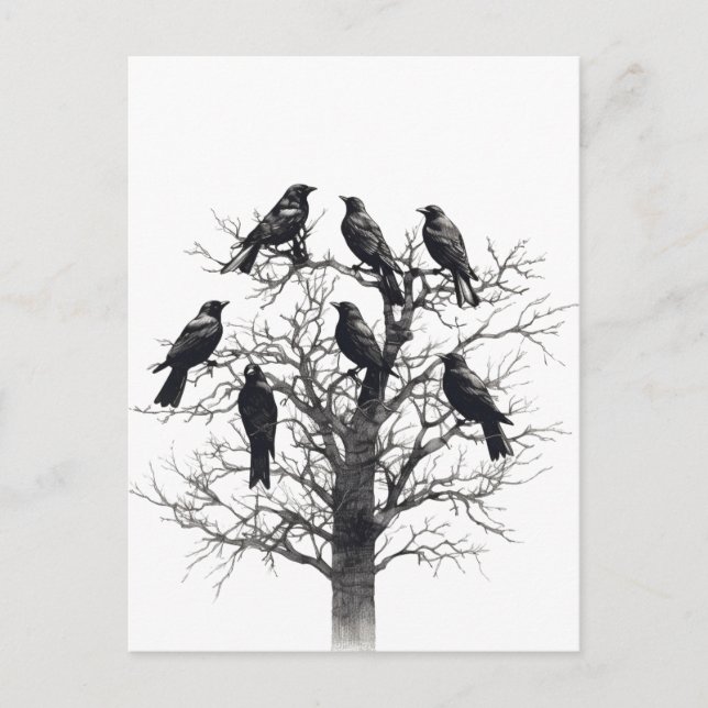Häufiges Design der schwarzen, raven Crow-Uhr-Stru Postkarte (Vorderseite)