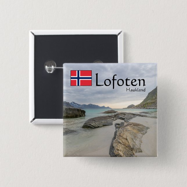 Haukland Souvenir Button (Vorne & Hinten)