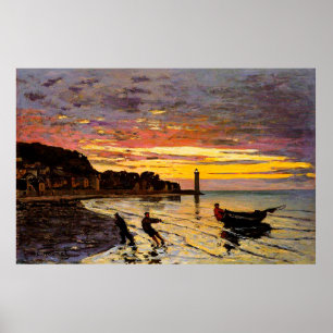 Hauling a Boat Ashore, Honfleur, 1864 Poster