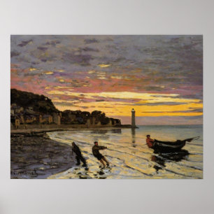 Hauling a Boat Ashore, Honfleur Poster