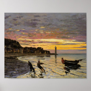 Hauling a Boat Ashore, Honfleur von Claude Monet Poster