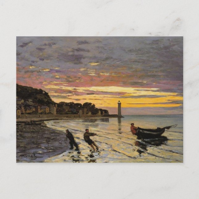 Hauling a Boat Ashore, Honfleur von Claude Monet Postkarte (Vorderseite)