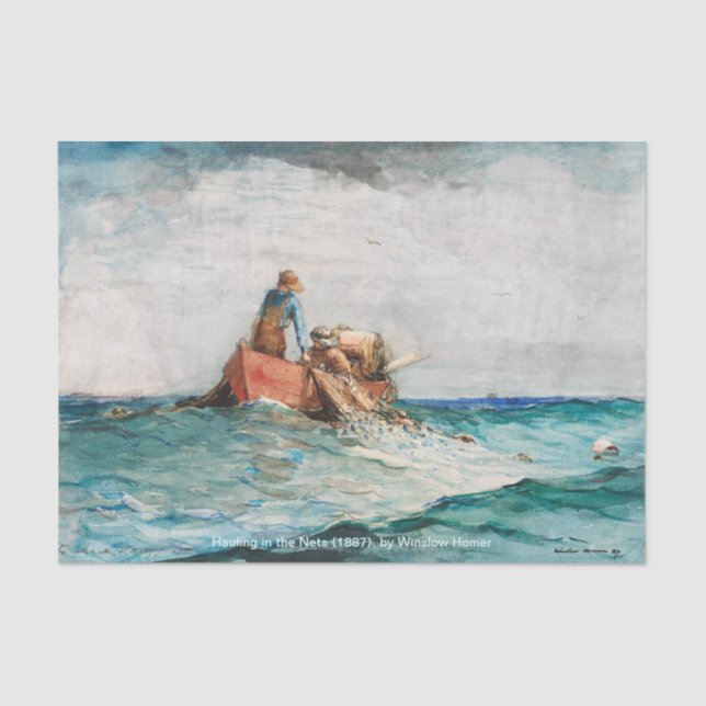 Hauling in the Nets (1887) von Winslow Homer Seidenpapier (Vorderseite)