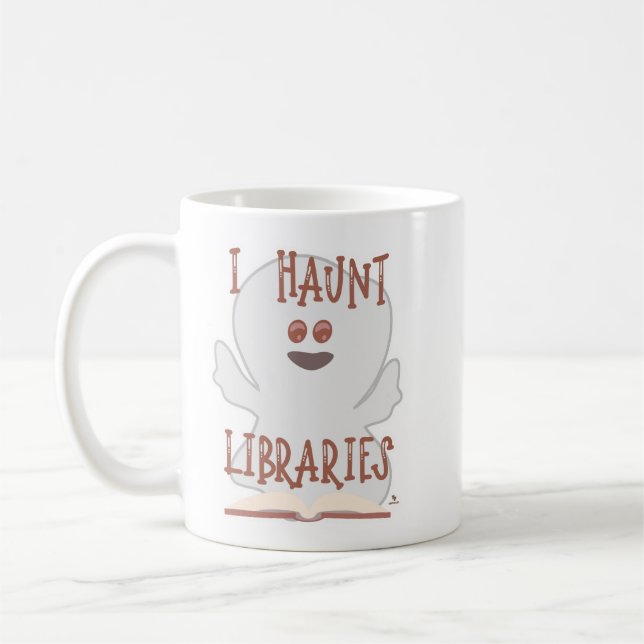 Haunt Libraries Funny Bookghost Cartoon Kaffeetasse (Links)