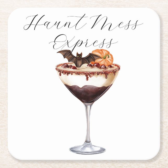 Haunt Mess Express Rechteckiger Pappuntersetzer (Vorderseite)
