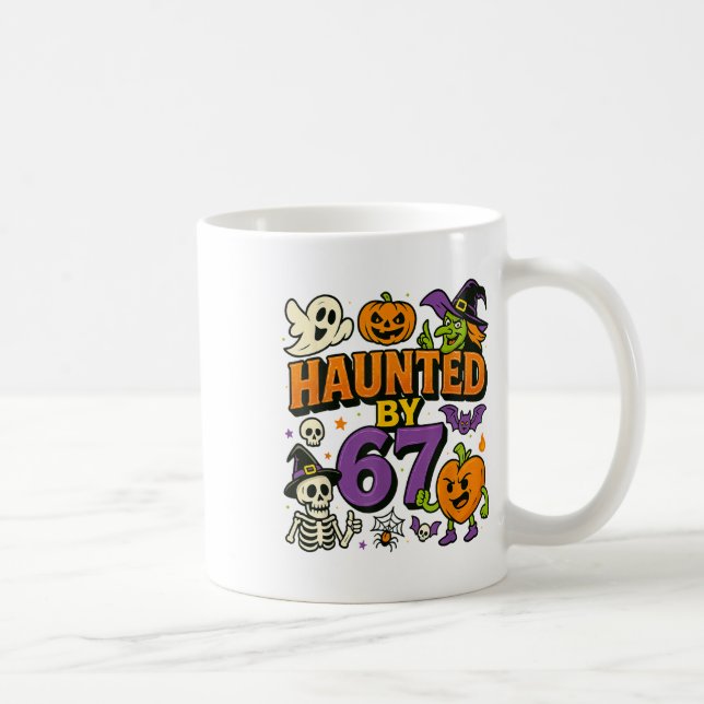 Haunted 67 Meme Six Seven 6-7 Funny Internet Joke  Kaffeetasse (Rechts)