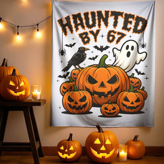 Haunted by 67 Funny Ghost And Pumpkin Halloween Wandteppich (Von Creator hochgeladen)