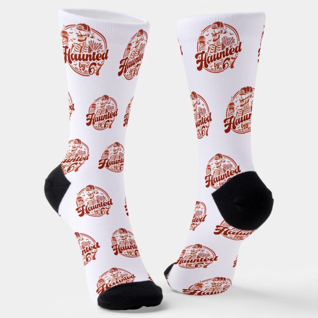 Haunted By 67 Funny Halloween Six Seven 67 Meme Socken (Gewinkelt)