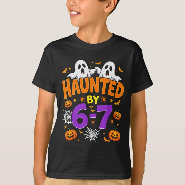 Haunted By 67 Funny Six Seven Meme Pumpkin Ghost H T-Shirt (Vorderseite)