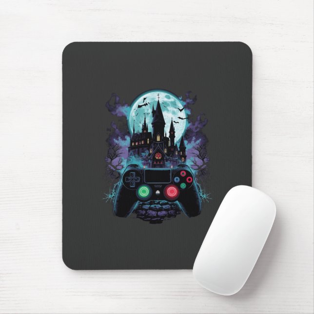 Haunted Castle Horror Gamer Design Mousepad (Mit Mouse)