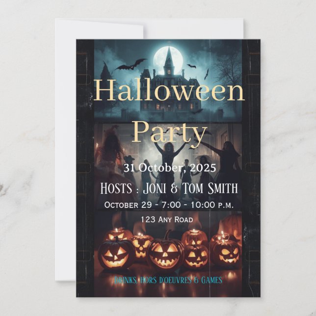  Haunted Castle Spooky Party Invitation Einladung (Vorderseite)
