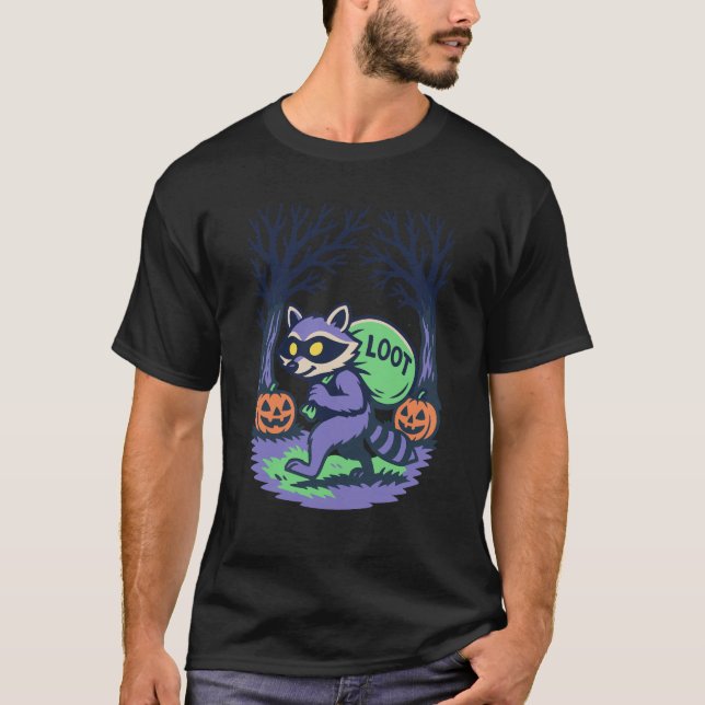 Haunted Forest Bandit Shirt,  Funny Raccoon Lootin T-Shirt (Vorderseite)